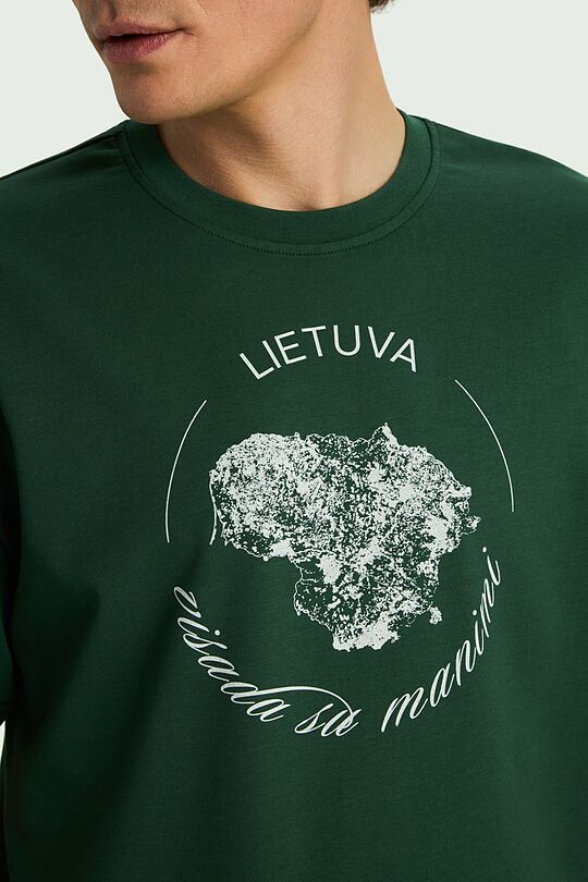 Short sleeves cotton T-shirt Lithuania 8 | GREEN | Audimas