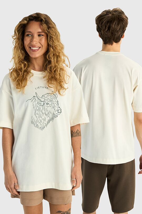 Short sleeves cotton T-shirt Bison 1 | Cream | Audimas