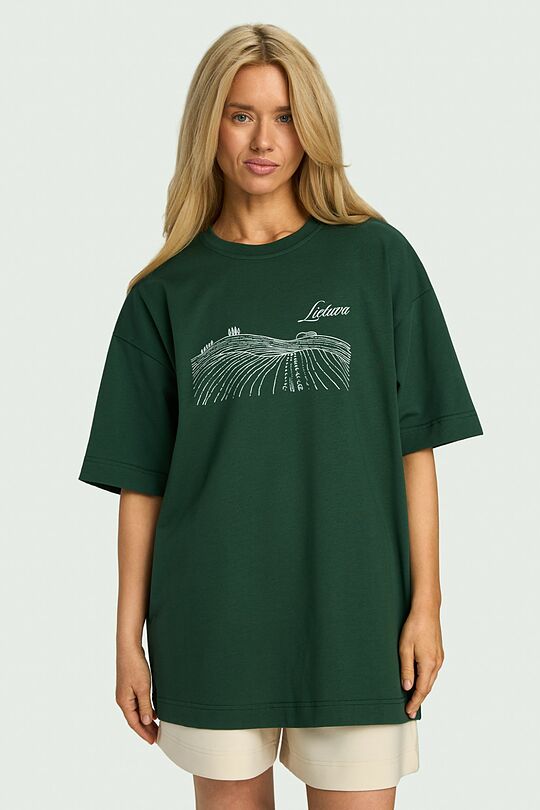 Short sleeves cotton T-shirt Fields 5 | GREEN | Audimas