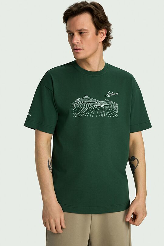 Short sleeves cotton T-shirt Fields 3 | GREEN | Audimas