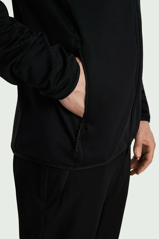 Outdoor grid fleece hoodie 4 | BLACK | Audimas