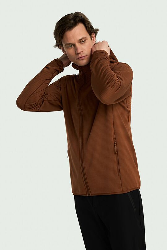 Outdoor grid fleece hoodie 3 | BROWN | Audimas