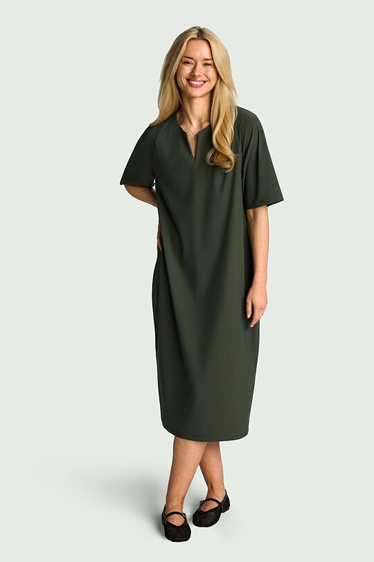 SENSITIVE fabric short sleeve dress 1 | CHAKI | Audimas