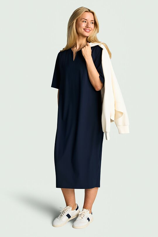 SENSITIVE fabric short sleeve dress 1 | Dark blue | Audimas