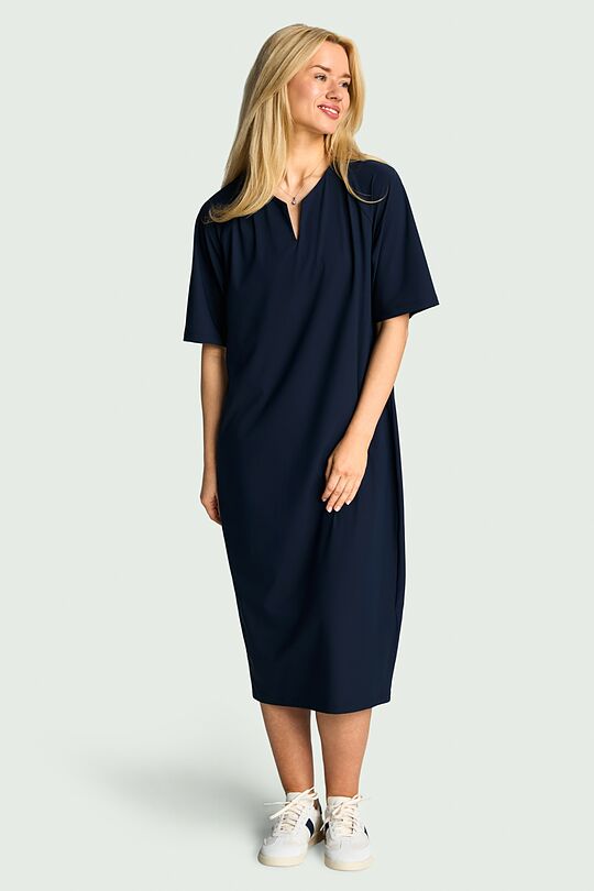 SENSITIVE fabric short sleeve dress 2 | Dark blue | Audimas