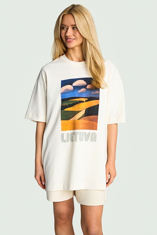 Short sleeves cotton T-shirt "Fields" 2 | Cream | Audimas