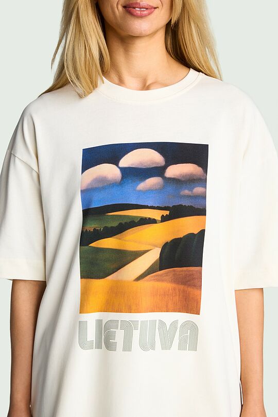 Short sleeves cotton T-shirt "Fields" 4 | Cream | Audimas