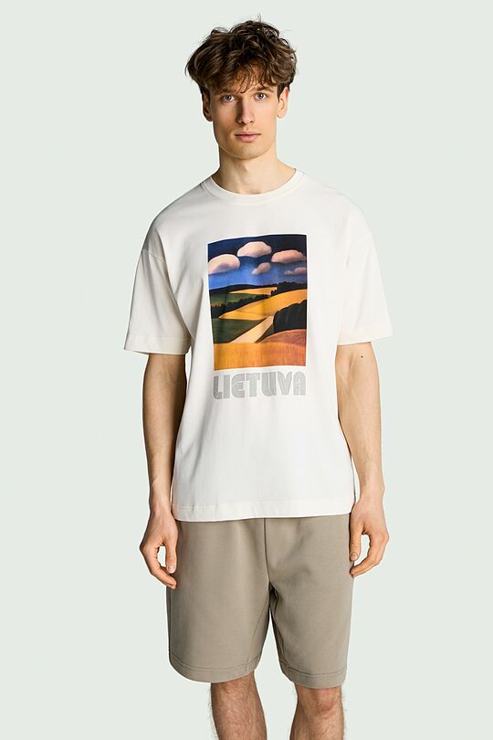 Short sleeves cotton T-shirt "Fields" 6 | Cream | Audimas