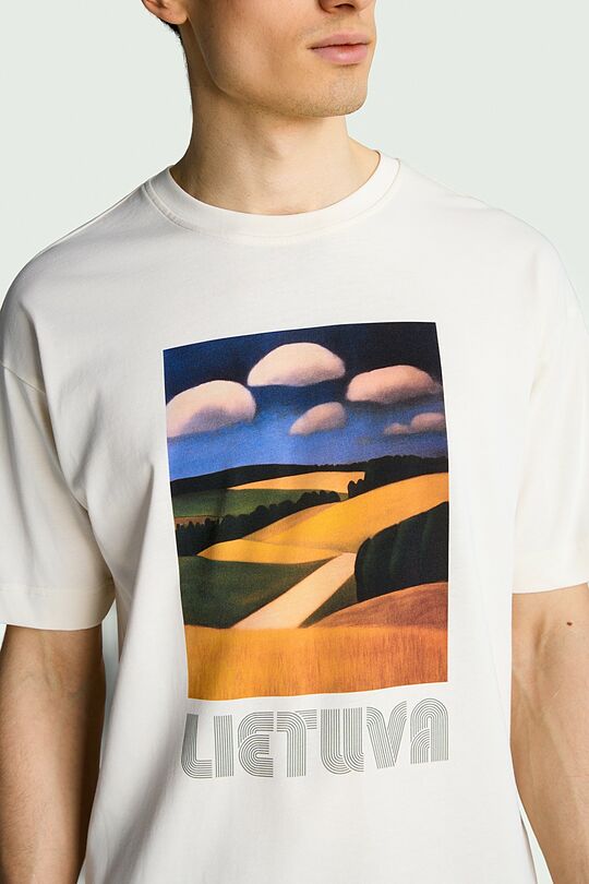 Short sleeves cotton T-shirt "Fields" 7 | Cream | Audimas