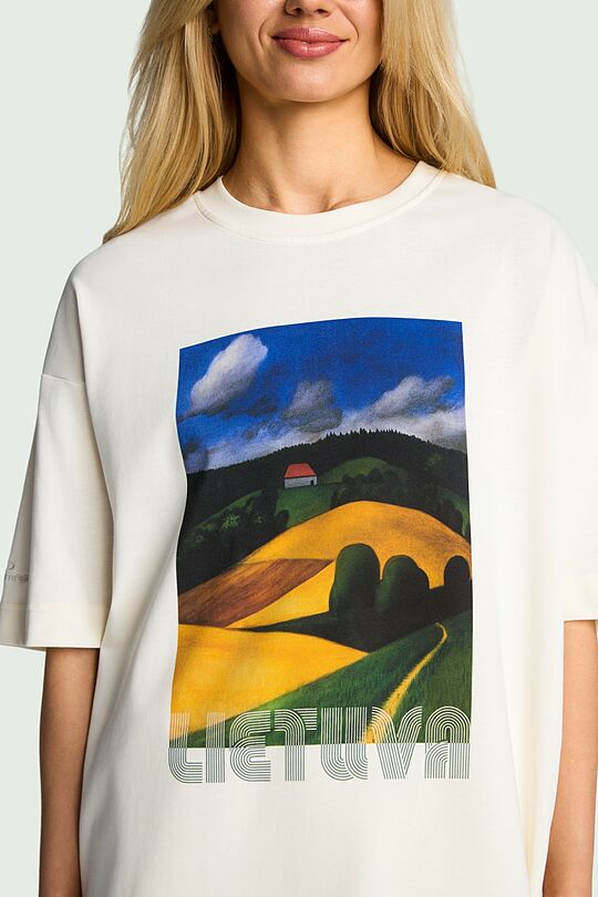 Short sleeves cotton T-shirt "House" 5 | Cream | Audimas