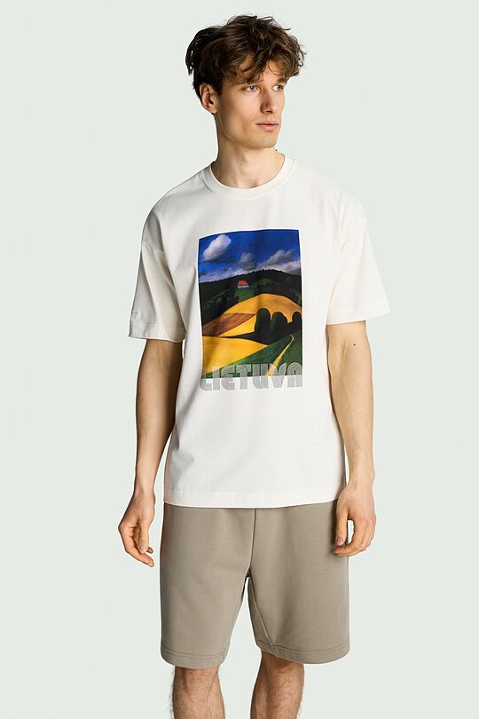 Short sleeves cotton T-shirt "House" 6 | Cream | Audimas