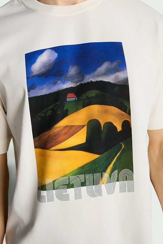 Short sleeves cotton T-shirt "House" 3 | Cream | Audimas