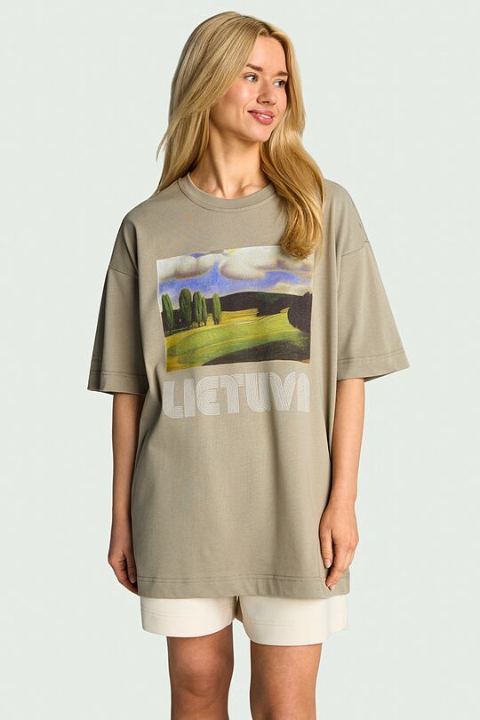 Short sleeves cotton T-shirt "Trees" 3 | GREEN | Audimas