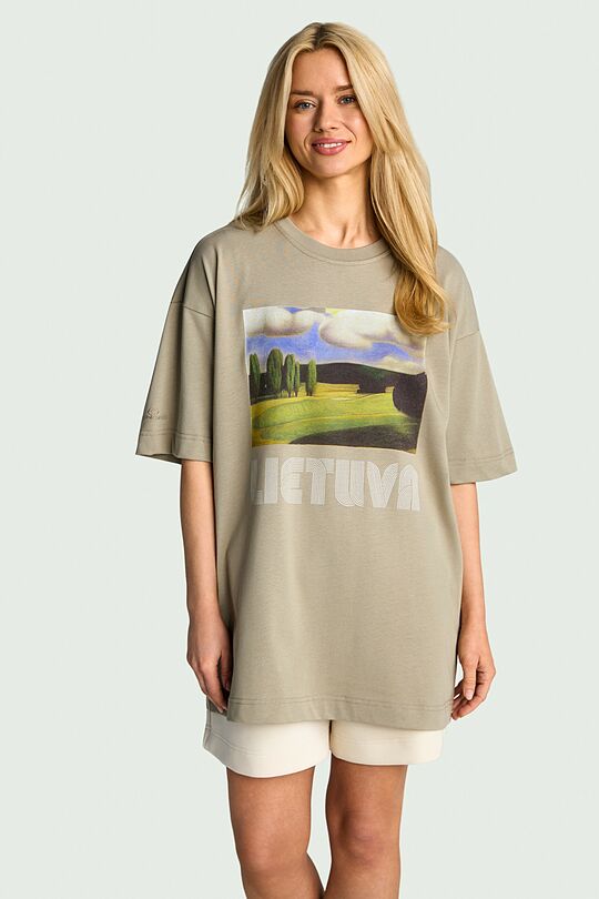 Short sleeves cotton T-shirt "Trees" 1 | GREEN | Audimas