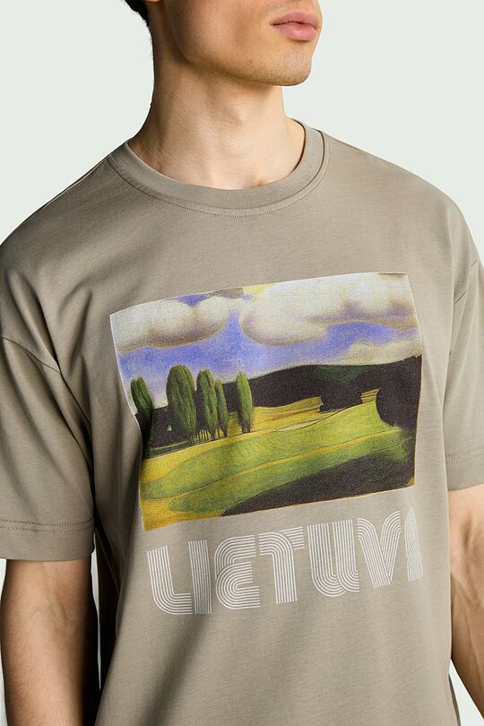 Short sleeves cotton T-shirt "Trees" 8 | CHAKI | Audimas