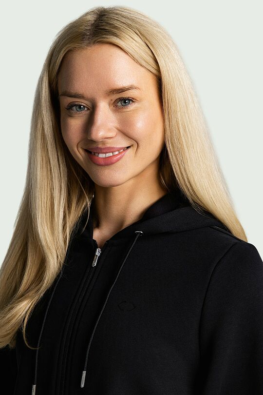 Cotton French terry full-zip hoodie 3 | BLACK | Audimas