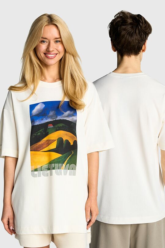 Short sleeves cotton T-shirt "House" 1 | Cream | Audimas