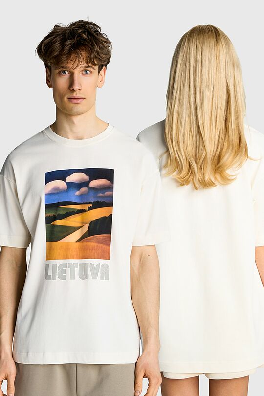 Short sleeves cotton T-shirt "Fields" 1 | Cream | Audimas