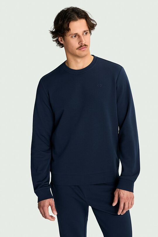 Cotton French terry crewneck sweatshirt 1 | Dark blue | Audimas