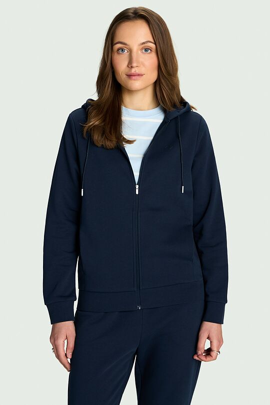 Cotton French terry full-zip hoodie 1 | Dark blue | Audimas