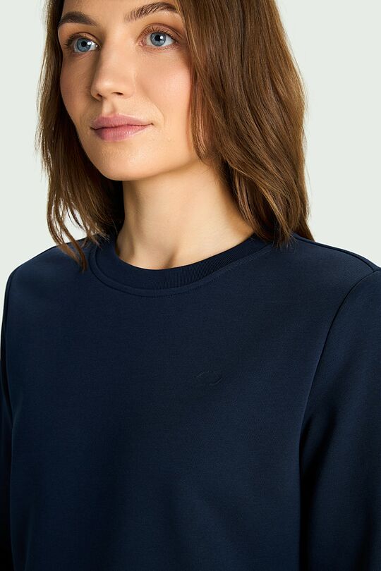 Cotton French terry crewneck sweatshirt 3 | Dark blue | Audimas