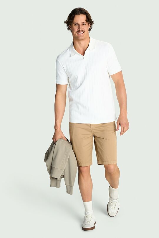 Textured cotton polo T-shirt 4 | WHITE | Audimas