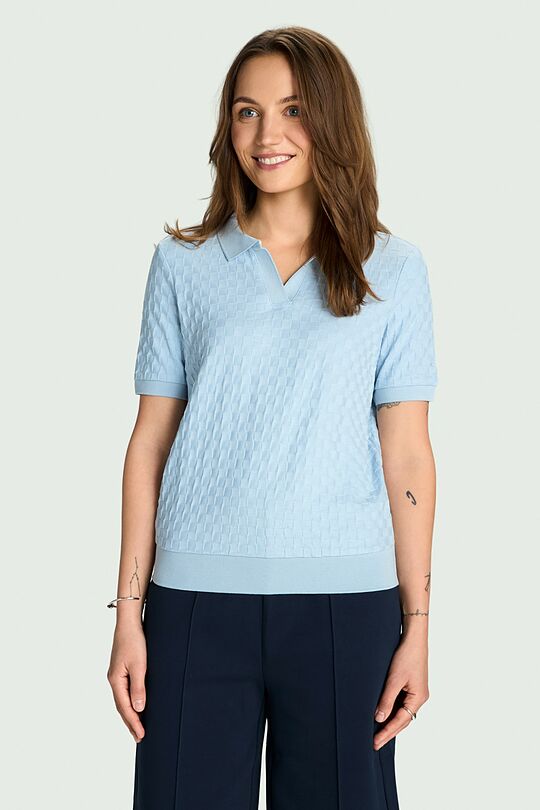Textured cotton polo T-shirt 1 | BLUE | Audimas