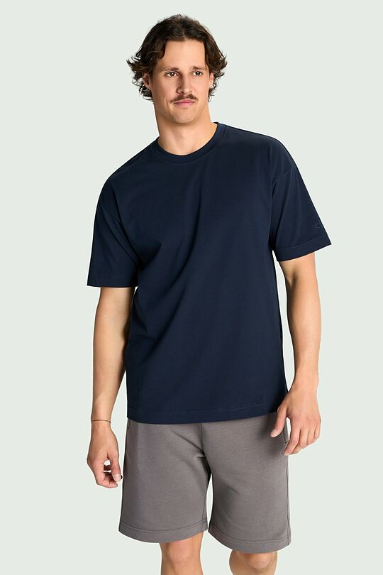 Oversized short sleeve cotton T-shirt 3 | Dark blue | Audimas