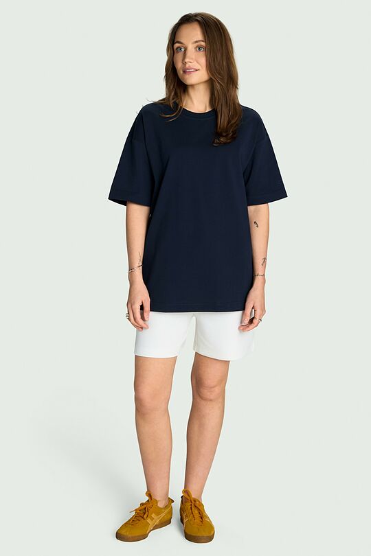 Oversized short sleeve cotton T-shirt 7 | Dark blue | Audimas