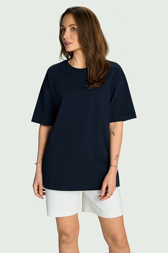 Oversized short sleeve cotton T-shirt 2 | Dark blue | Audimas