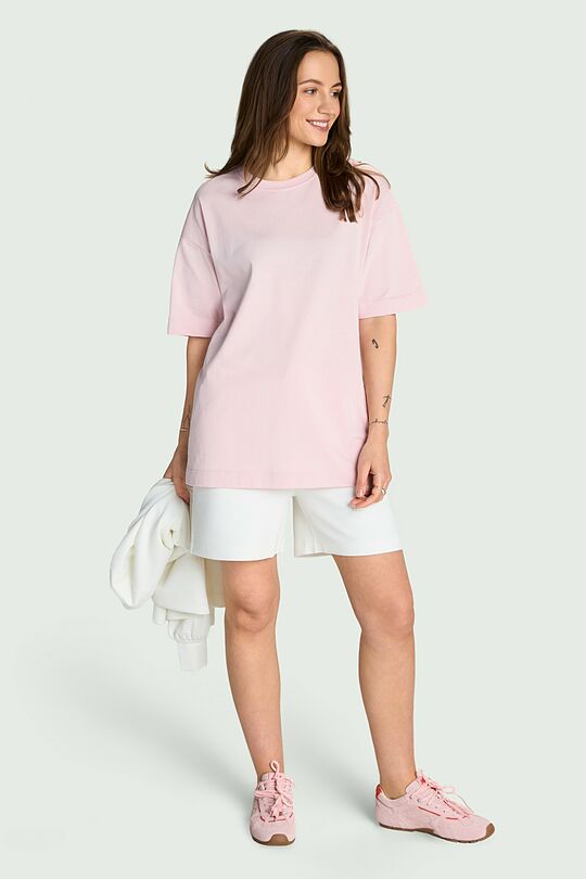 Oversized short sleeve cotton T-shirt 5 | PINK | Audimas