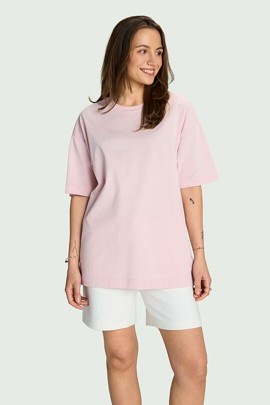 Oversized short sleeve cotton T-shirt 1 | PINK | Audimas