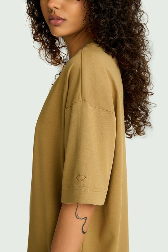 Oversized short sleeve cotton T-shirt 5 | BROWN | Audimas