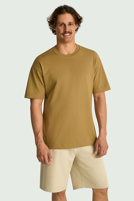Oversized short sleeve cotton T-shirt 1 | BROWN | Audimas