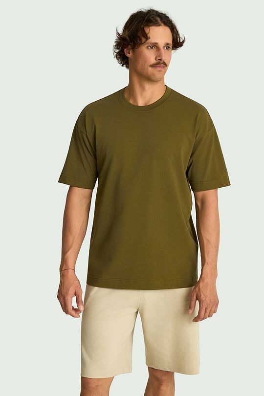 Oversized short sleeve cotton T-shirt 2 | CHAKI | Audimas