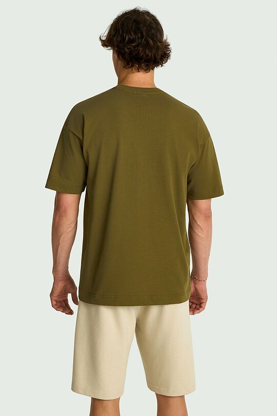 Oversized short sleeve cotton T-shirt 4 | CHAKI | Audimas