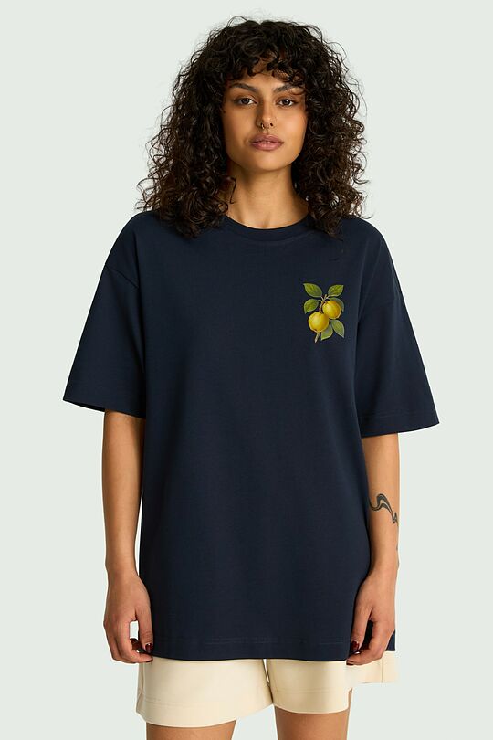 Short sleeves cotton T-shirt "Quinces" 4 | Dark blue | Audimas