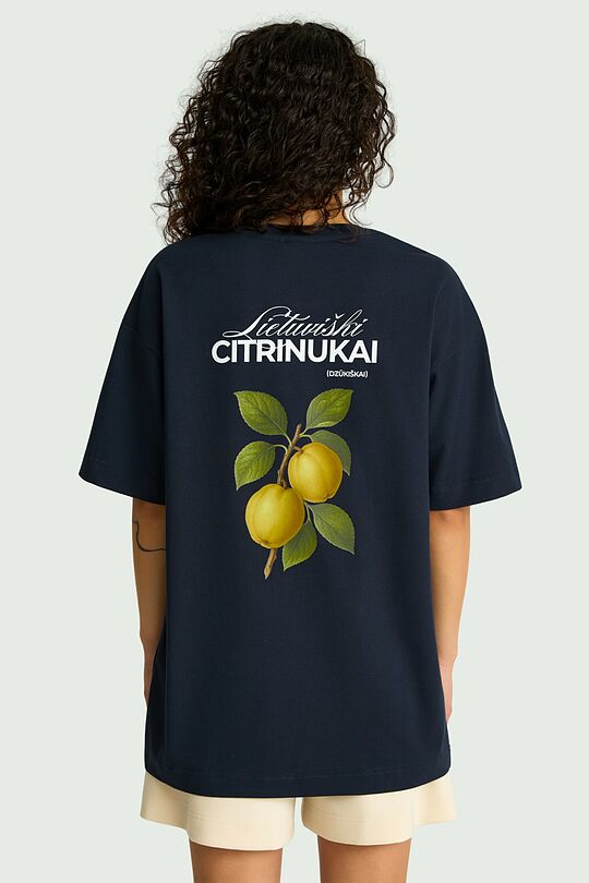 Short sleeves cotton T-shirt "Quinces" 4 | Dark blue | Audimas