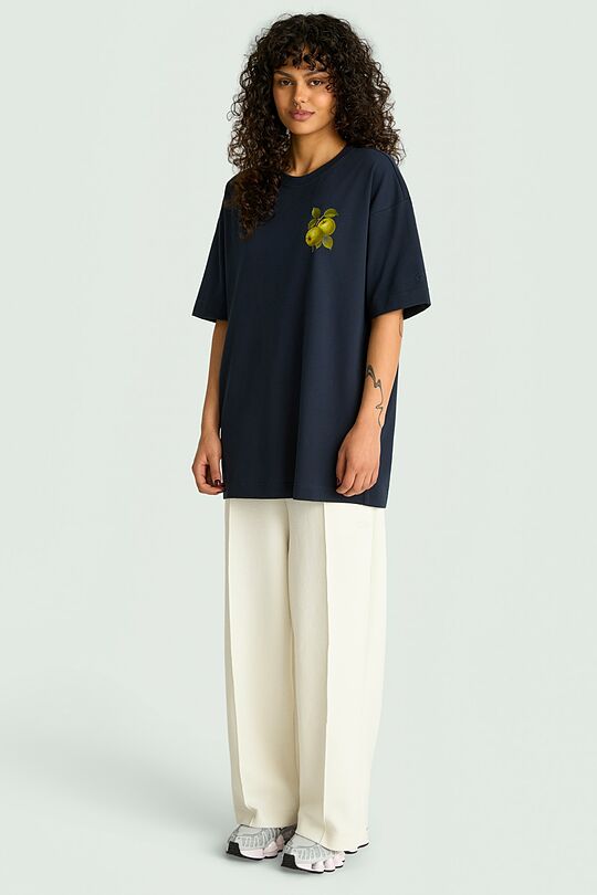 Short sleeves cotton T-shirt "Apples" 4 | Dark blue | Audimas