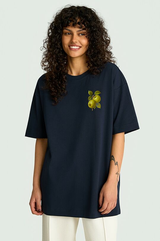 Short sleeves cotton T-shirt "Apples" 3 | Dark blue | Audimas