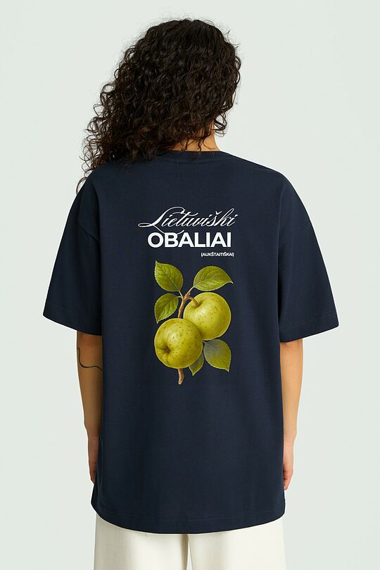 Short sleeves cotton T-shirt "Apples" 2 | Dark blue | Audimas