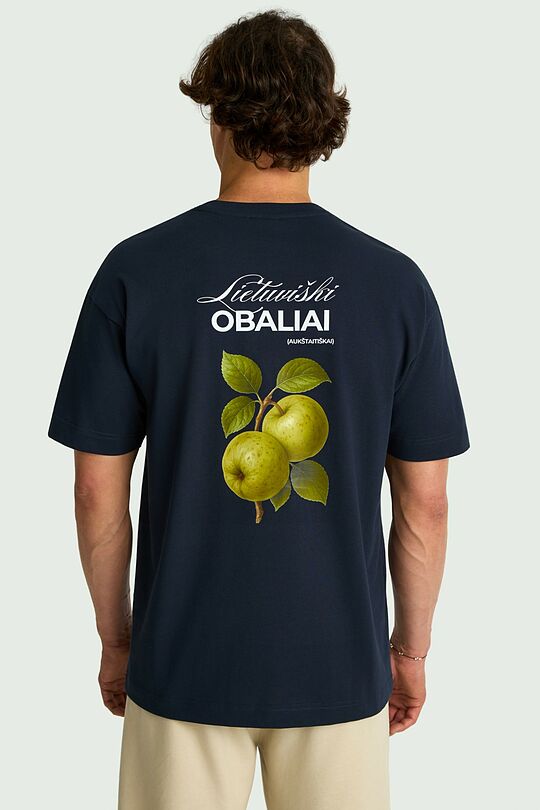 Short sleeves cotton T-shirt "Apples" 2 | Dark blue | Audimas