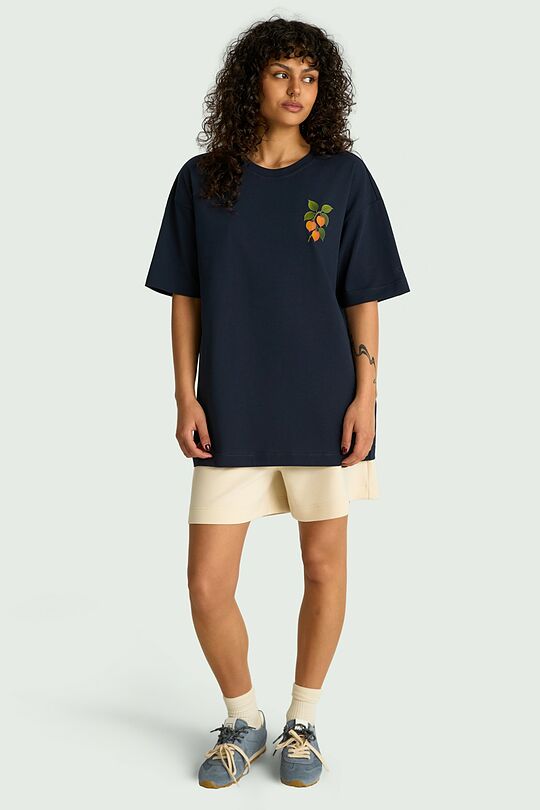 Short sleeves cotton T-shirt "Groundcherry" 7 | Dark blue | Audimas
