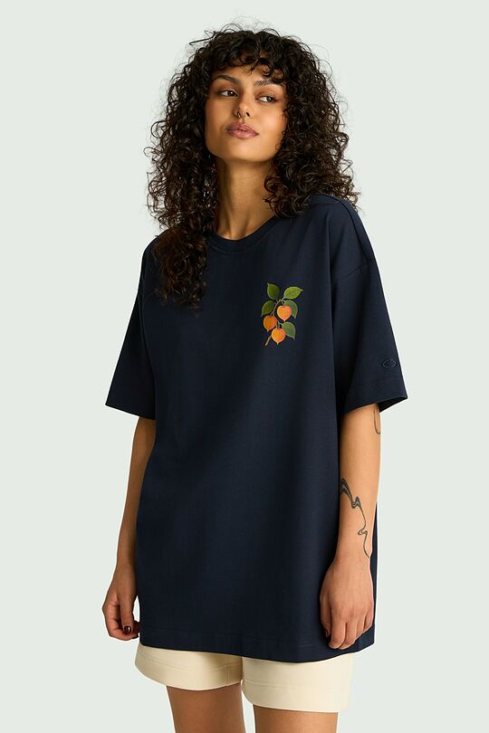 Short sleeves cotton T-shirt "Groundcherry" 3 | Dark blue | Audimas