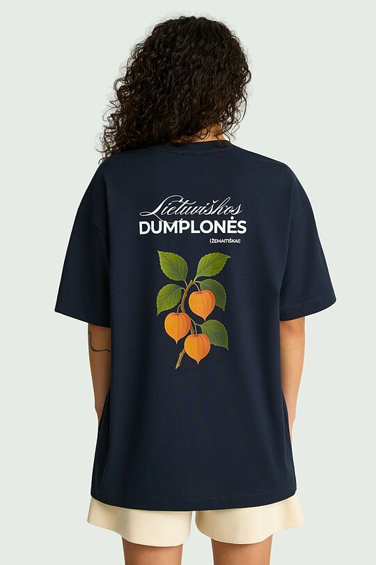 Short sleeves cotton T-shirt "Groundcherry" 4 | Dark blue | Audimas