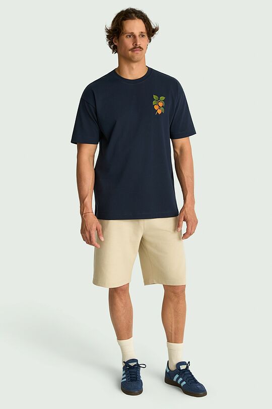 Short sleeves cotton T-shirt "Groundcherry" 11 | Dark blue | Audimas