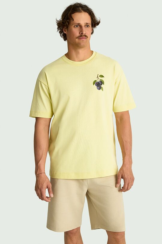 Short sleeves cotton T-shirt "Plums" 4 | YELLOW | Audimas