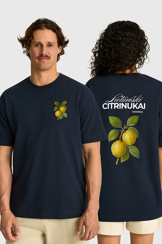 Short sleeves cotton T-shirt "Quinces" 1 | Dark blue | Audimas