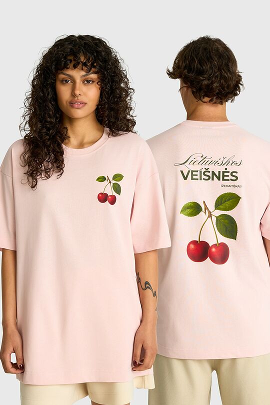 Short sleeves cotton T-shirt "Cherry" 1 | PINK | Audimas