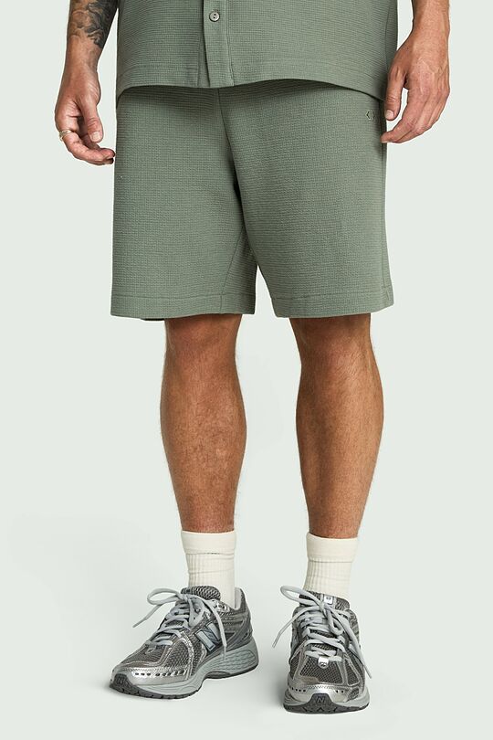 Textured cotton sweatshorts 2 | GREEN | Audimas